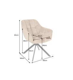 Invicta Interior Krzesło obrotowe PAPILLON 83 cm 180 stopni champagne beżowe
