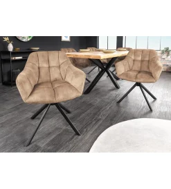 Invicta Interior Krzesło obrotowe PAPILLON 83 cm 180 stopni champagne beżowe