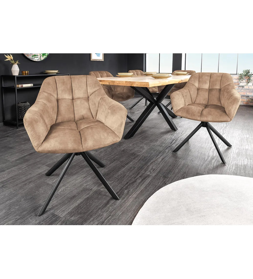 Invicta Interior Krzesło obrotowe PAPILLON 83 cm 180 stopni champagne beżowe