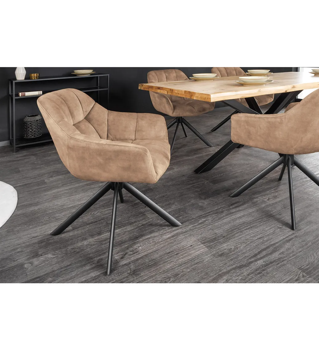Invicta Interior Krzesło obrotowe PAPILLON 83 cm 180 stopni champagne beżowe