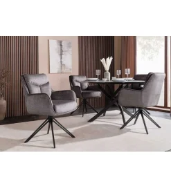 Invicta Interior Krzesło obrotowe PROMETHEUS 88 cm 180 stopni welwet grafitowe
