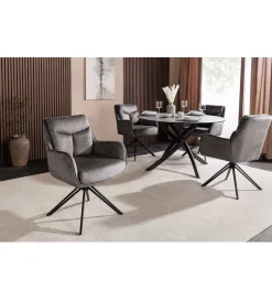 Invicta Interior Krzesło obrotowe PROMETHEUS 88 cm 180 stopni welwet grafitowe