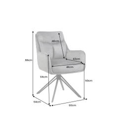 Invicta Interior Krzesło obrotowe PROMETHEUS 88 cm 180 stopni welwet grafitowe