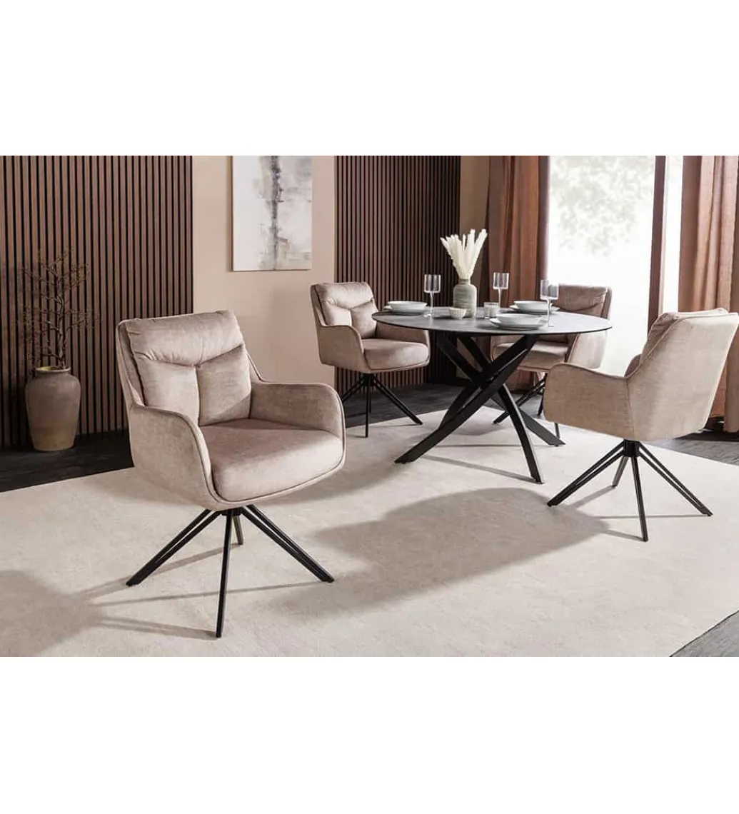 Invicta Interior Krzesło obrotowe PROMETHEUS 88 cm 180 stopni welwet beżowe