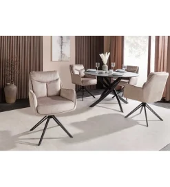 Invicta Interior Krzesło obrotowe PROMETHEUS 88 cm 180 stopni welwet beżowe