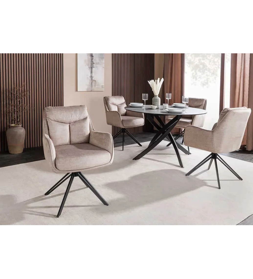Invicta Interior Krzesło obrotowe PROMETHEUS 88 cm 180 stopni welwet beżowe