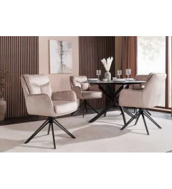 Invicta Interior Krzesło obrotowe PROMETHEUS 88 cm 180 stopni welwet beżowe