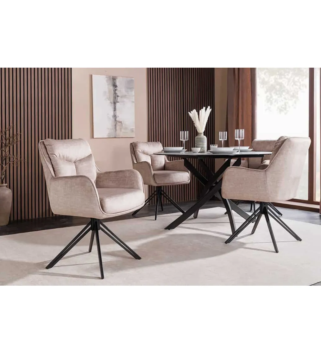 Invicta Interior Krzesło obrotowe PROMETHEUS 88 cm 180 stopni welwet beżowe