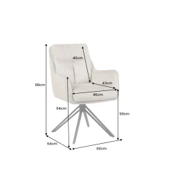 Invicta Interior Krzesło obrotowe PROMETHEUS 88 cm 180 stopni welwet beżowe