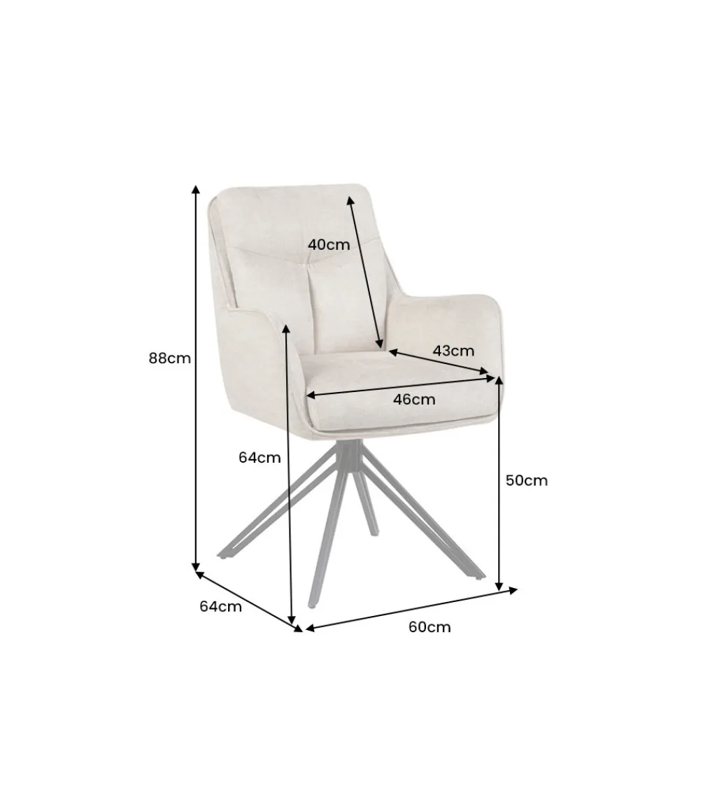 Invicta Interior Krzesło obrotowe PROMETHEUS 88 cm 180 stopni welwet beżowe