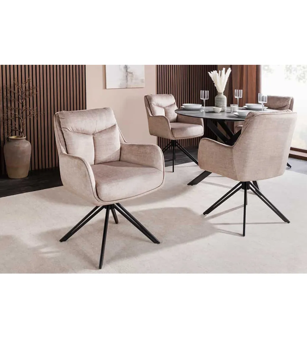 Invicta Interior Krzesło obrotowe PROMETHEUS 88 cm 180 stopni welwet beżowe