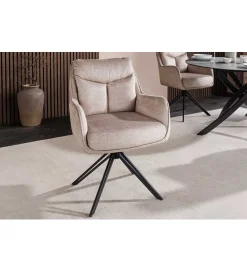 Invicta Interior Krzesło obrotowe PROMETHEUS 88 cm 180 stopni welwet beżowe