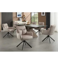 Invicta Interior Krzesło obrotowe PROMETHEUS 88 cm 180 stopni welwet beżowe