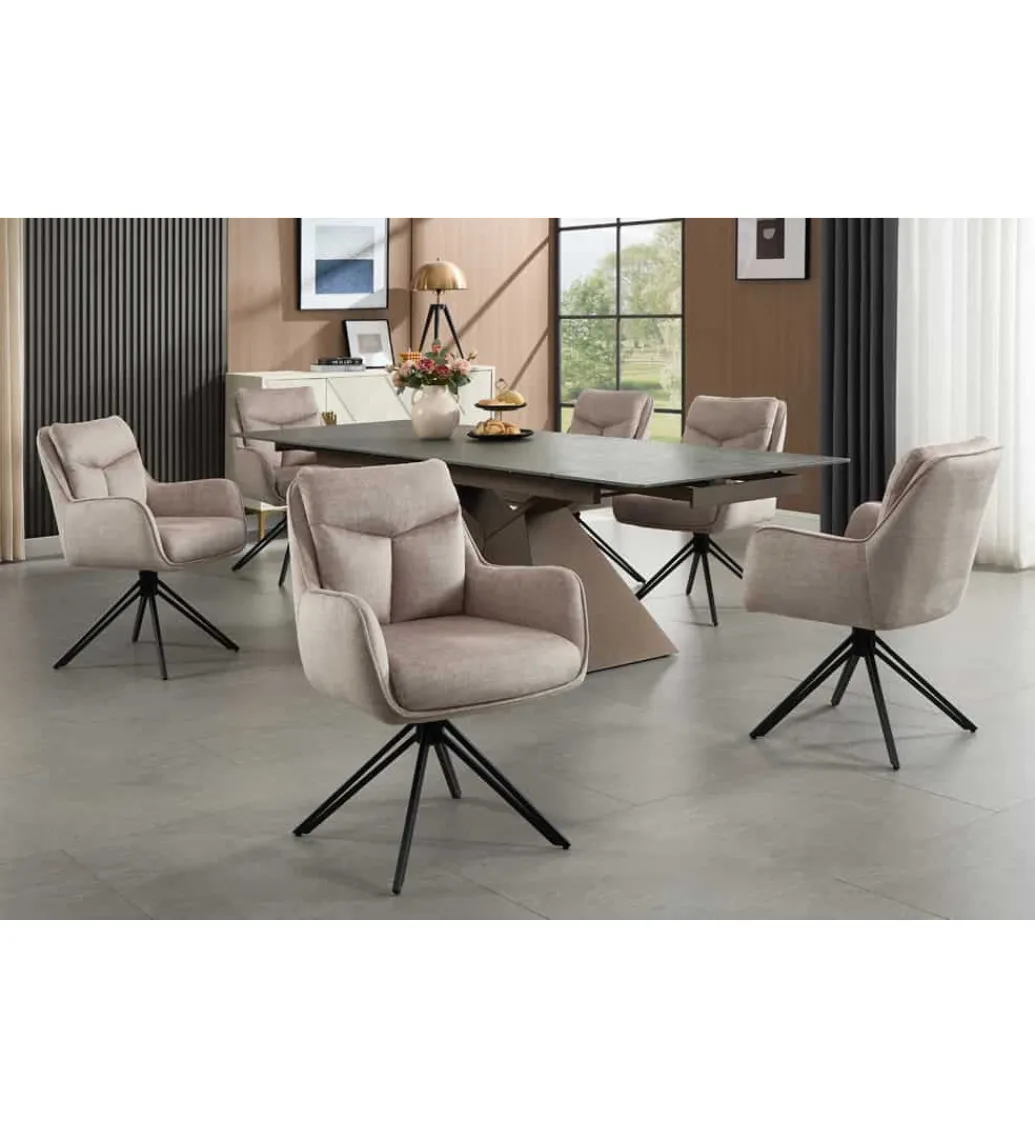Invicta Interior Krzesło obrotowe PROMETHEUS 88 cm 180 stopni welwet beżowe