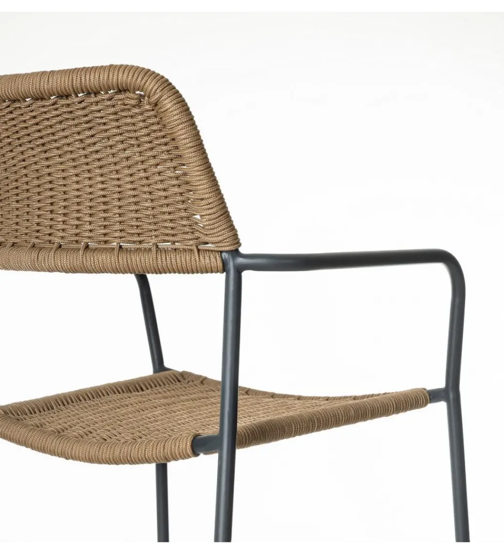 Zona-Design Krzesło ogrodowe MILOS naturalne czarne