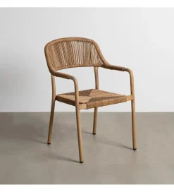 Zona-Design Krzesło OSTAMEER 82 cm plecionka w stylu rattan brązowe