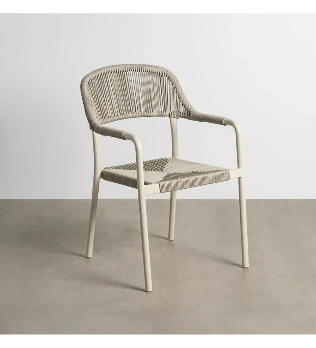 Zona-Design Krzesło OSTAMEER 82 cm plecionka w stylu rattan białe