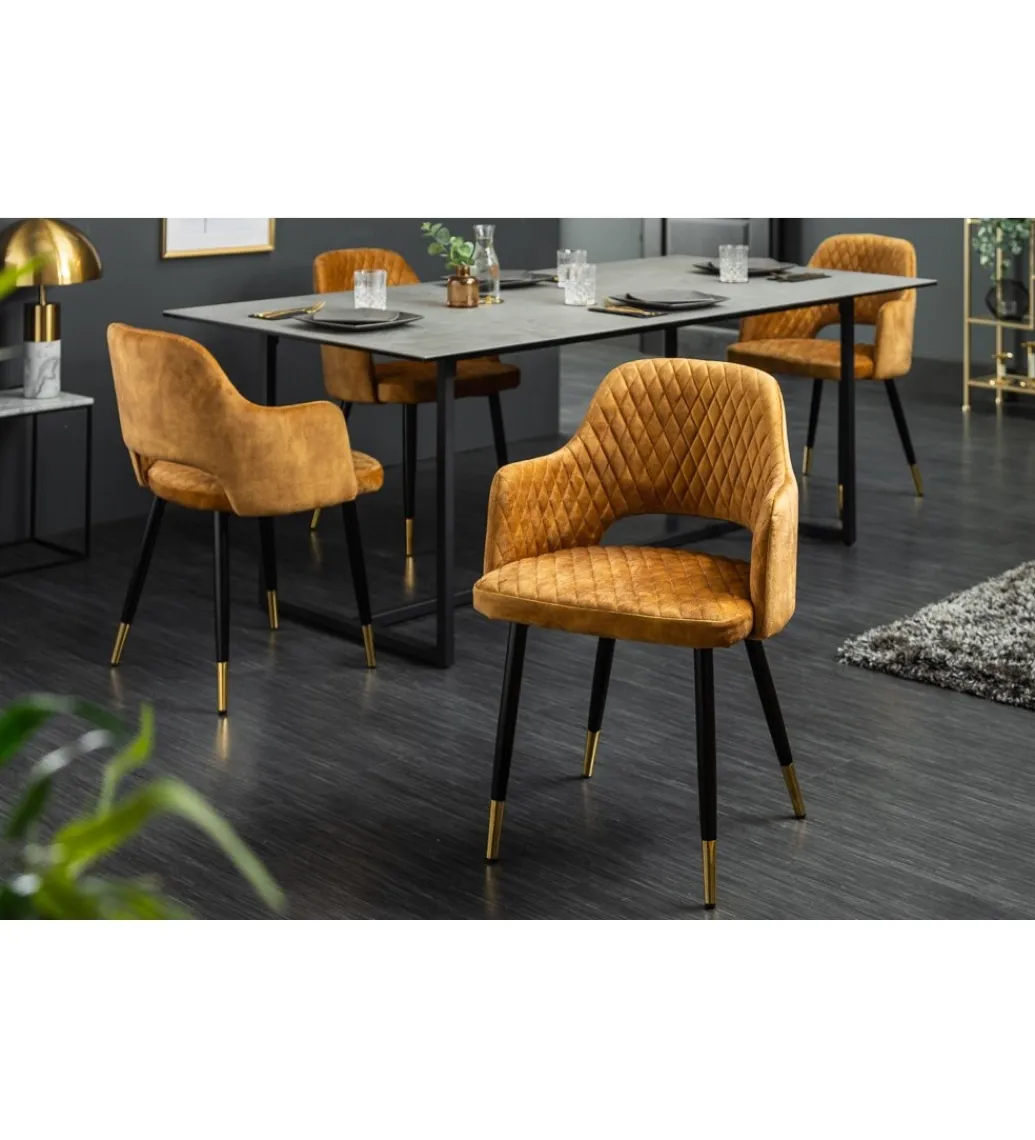 Invicta Interior Krzesło PARIS velvet musztardowy