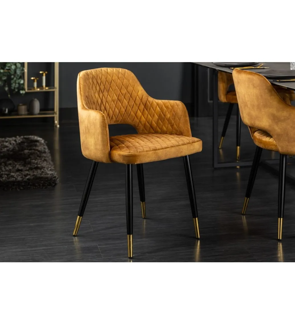 Invicta Interior Krzesło PARIS velvet musztardowy