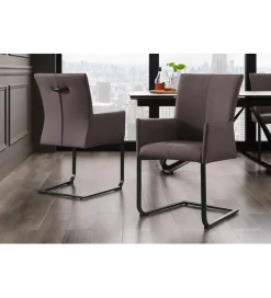 Invicta Interior Krzesło SAMSON z podłokietnikami skóra naturalna w kolorze taupe