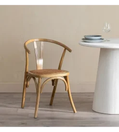 Zona-Design Krzesło SERUN brązowe ratan drewno buk