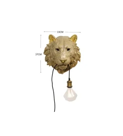 KDesign Lampa ścienna ANIMAL TIGER HEAD 34 cm złota