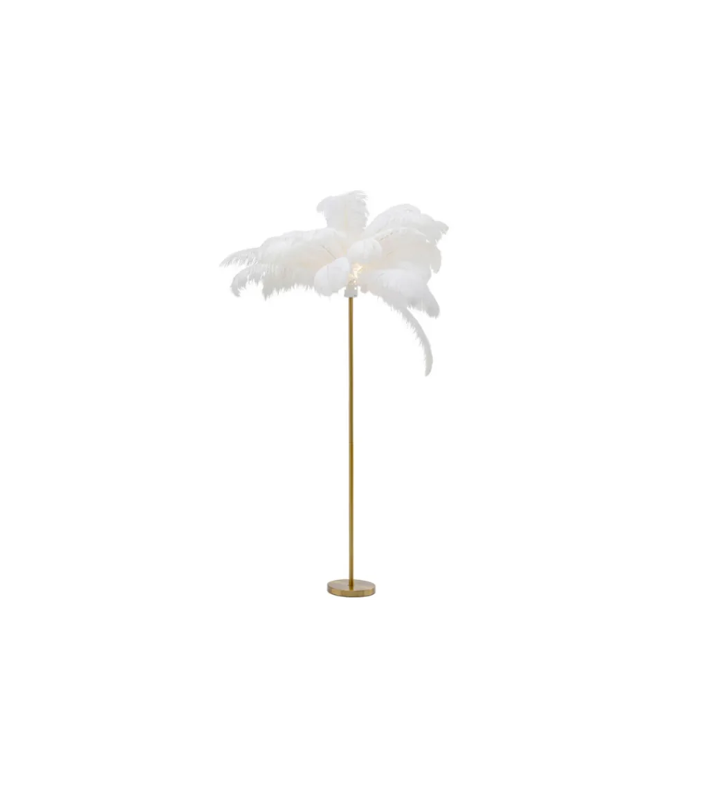 KDesign Lampa podłogowa FEATHER PALM 165 Cm Pióra biała