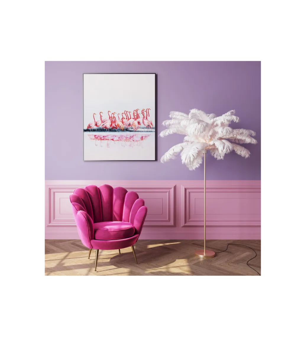 KDesign Lampa podłogowa FEATHER PALM 165 Cm Pióra biała