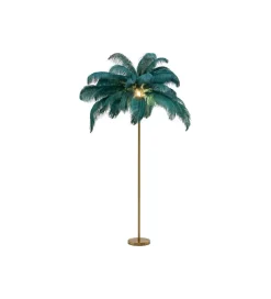 KDesign Lampa podłogowa FEATHER PALM 165 cm pióra turkusowa
