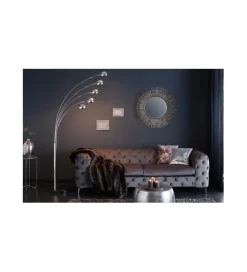 Invicta Interior Lampa podłogowa Five chrom 200 cm srebrna