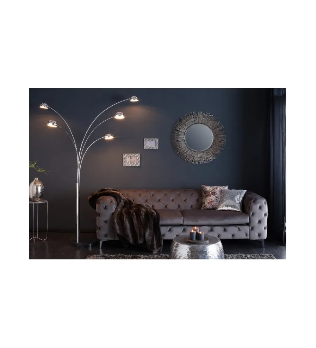 Invicta Interior Lampa podłogowa Five chrom 200 cm srebrna