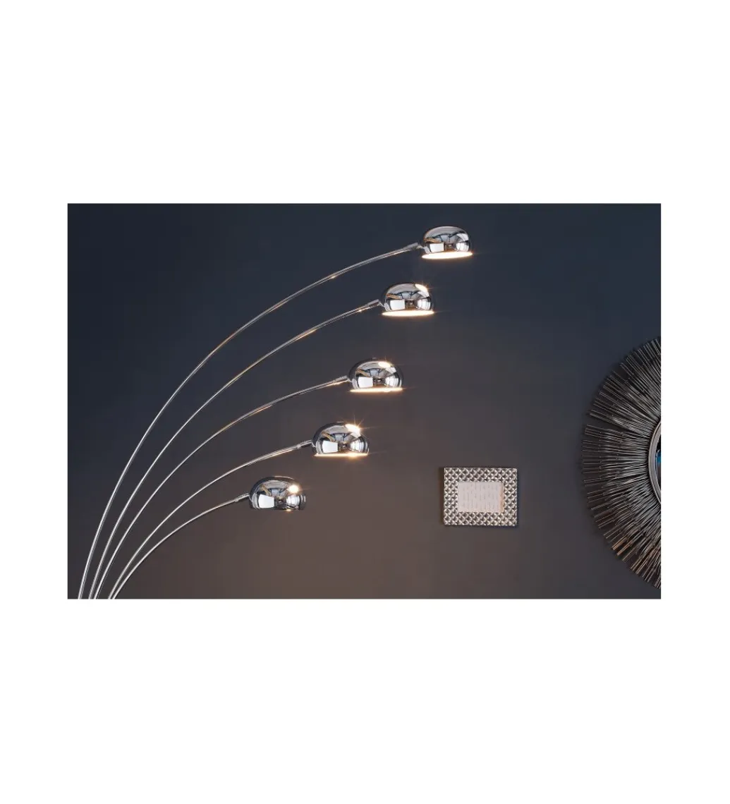 Invicta Interior Lampa podłogowa Five chrom 200 cm srebrna