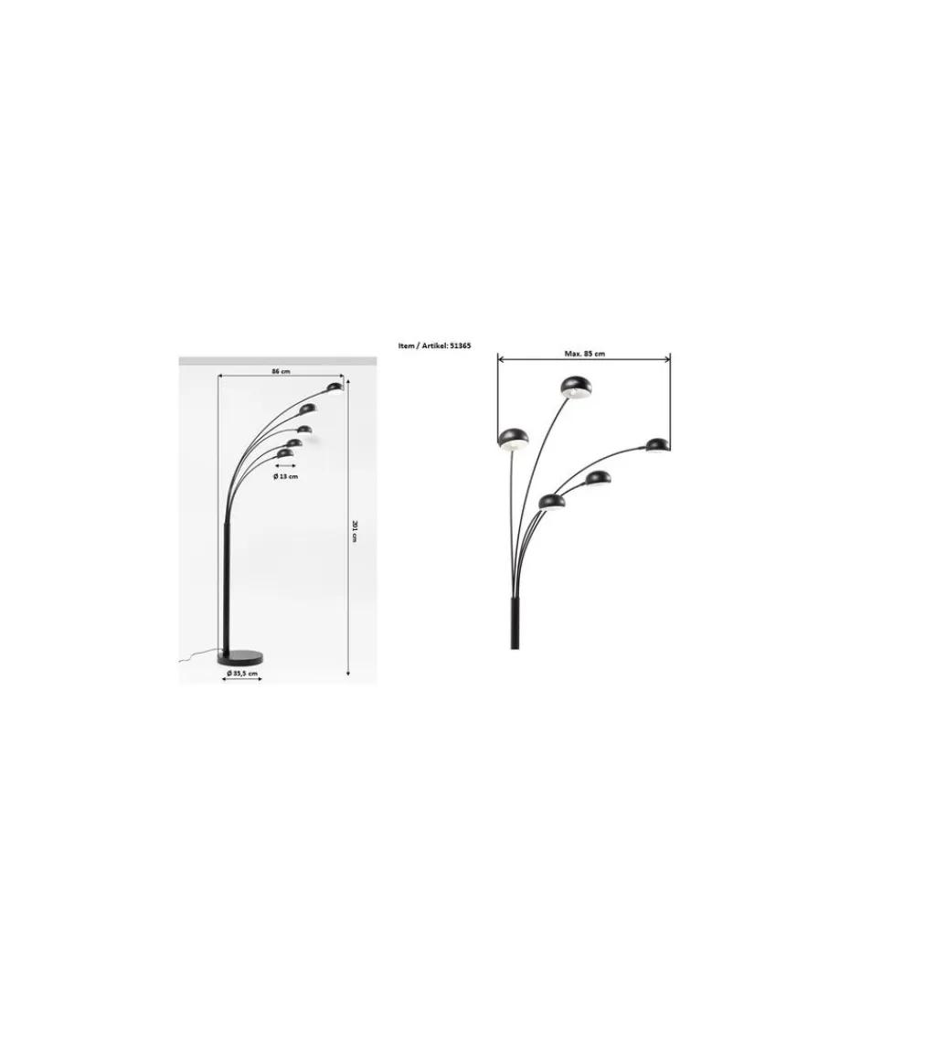 KDesign Lampa podłogowa FIVE FINGERS 201 cm srebrna