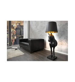 Invicta Interior Lampa podłogowa Koń Horse Black Beauty czarna