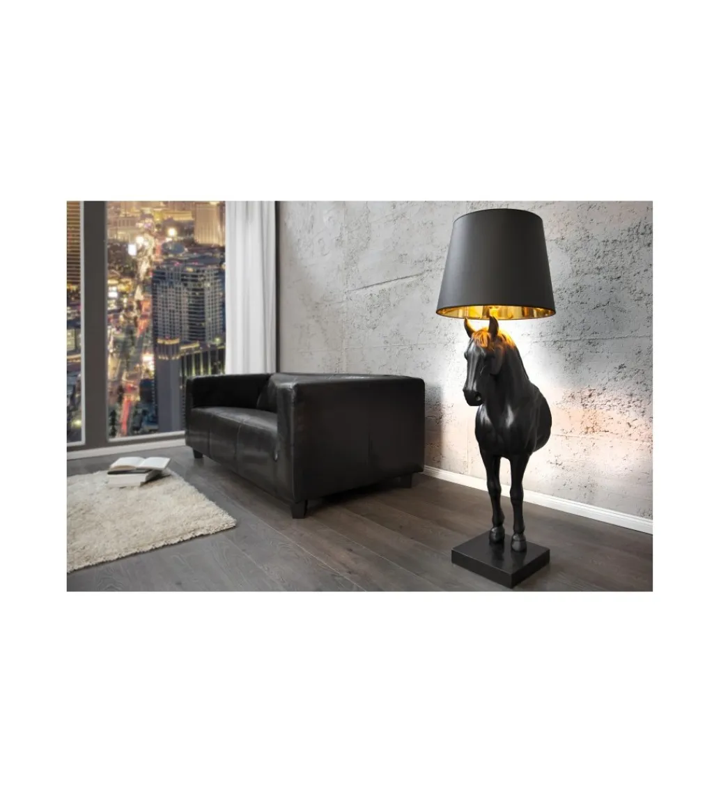 Invicta Interior Lampa podłogowa Koń Horse Black Beauty czarna