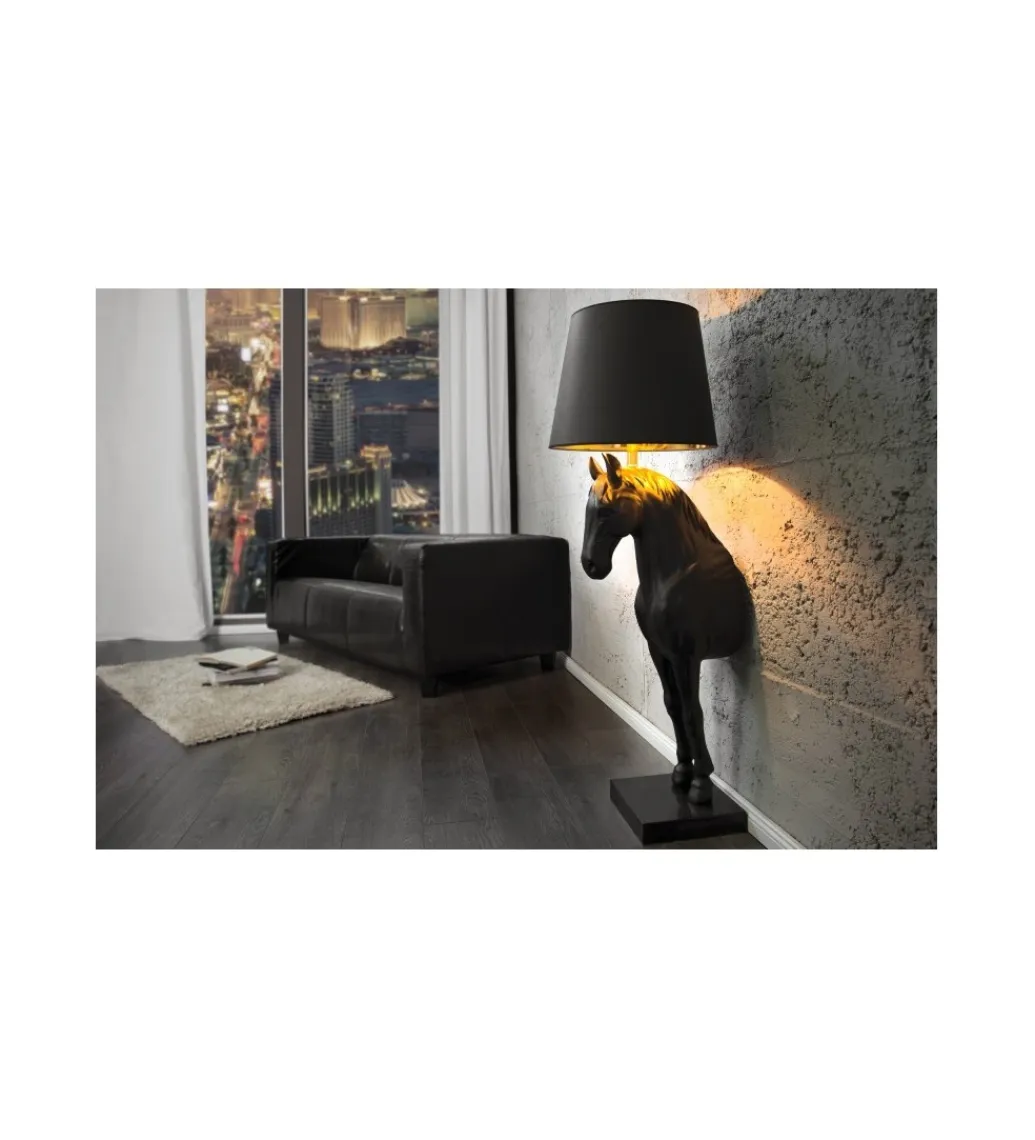 Invicta Interior Lampa podłogowa Koń Horse Black Beauty czarna