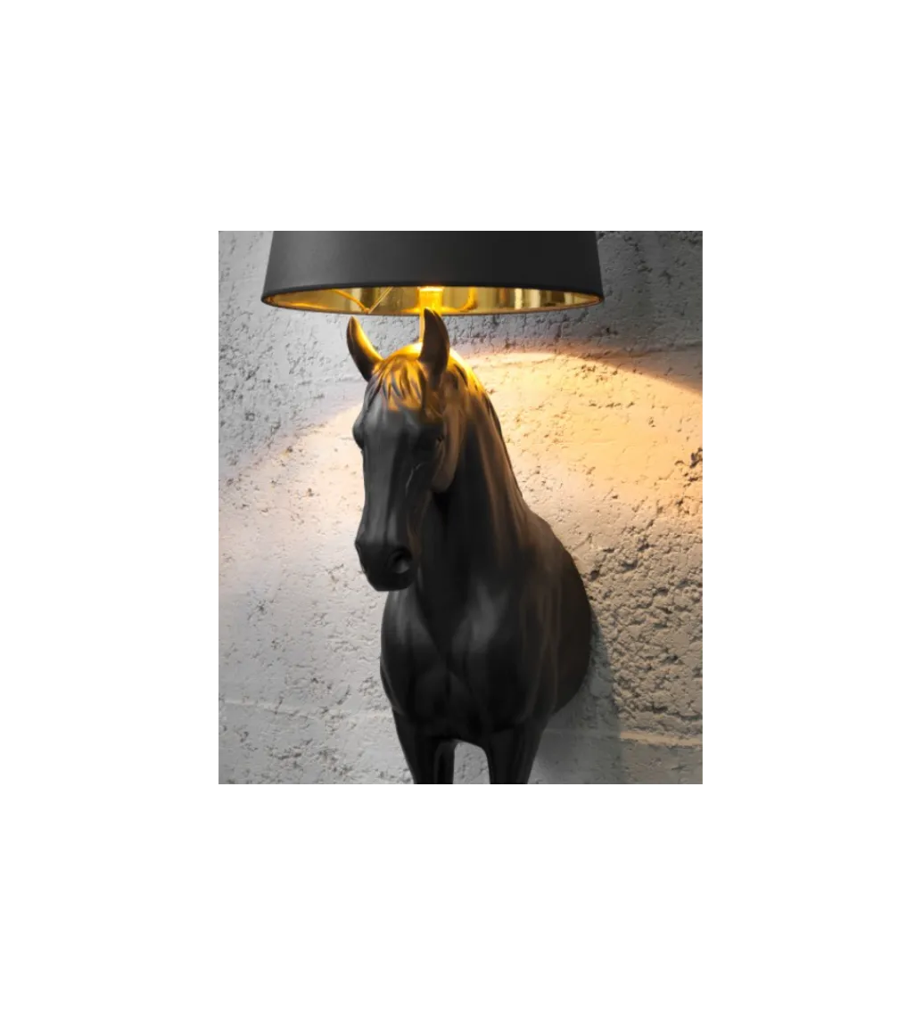 Invicta Interior Lampa podłogowa Koń Horse Black Beauty czarna