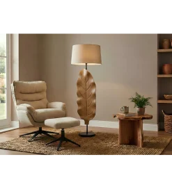 Invicta Interior Lampa podłogowa LEAF 130 cm drewno teak