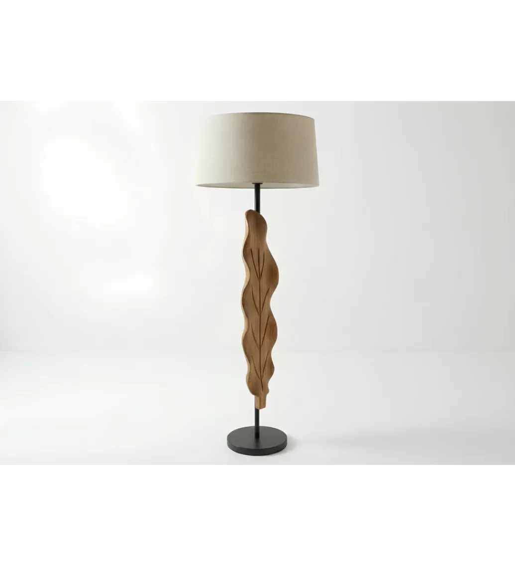 Invicta Interior Lampa podłogowa LEAF 130 cm drewno teak