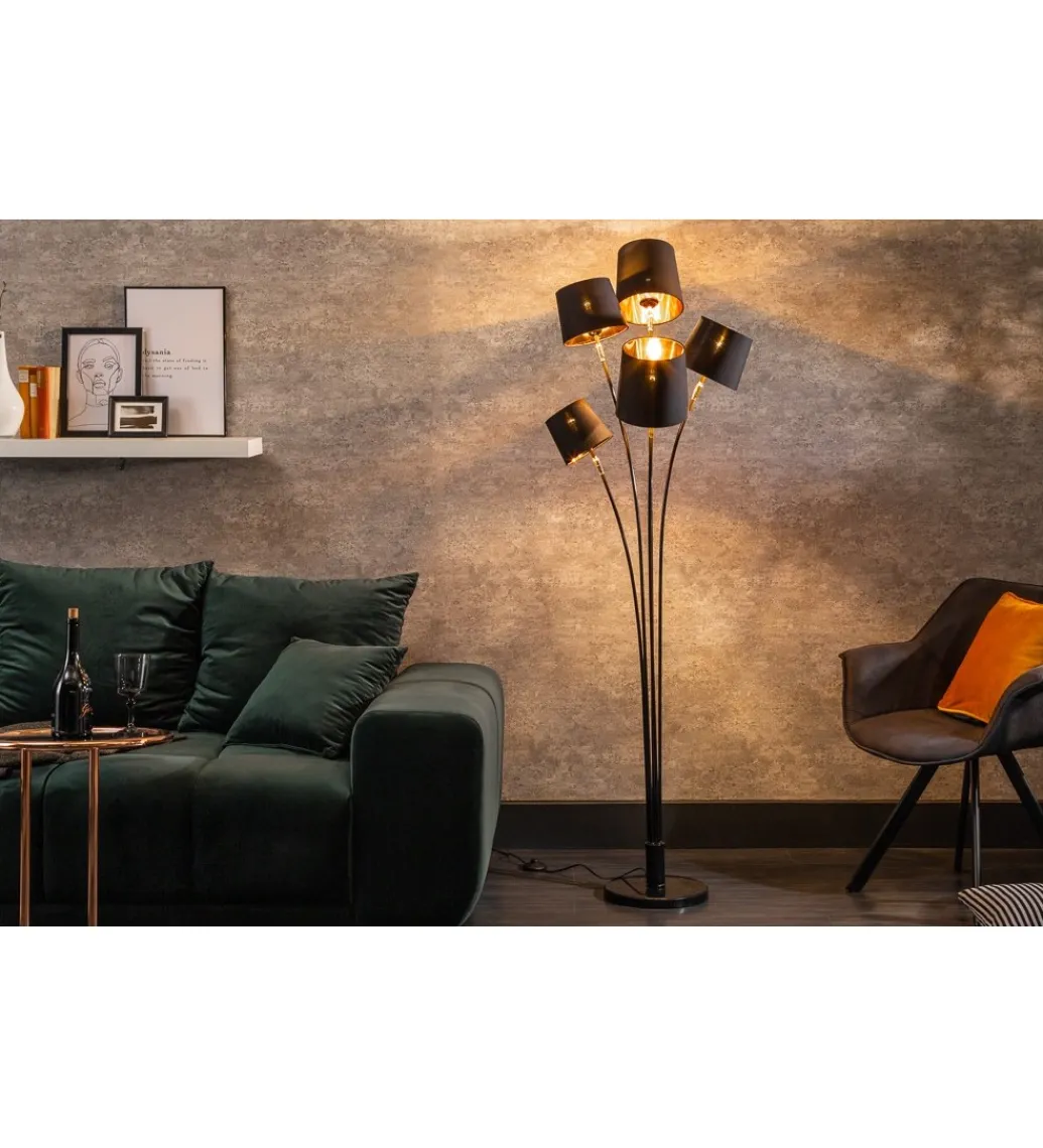 Invicta Interior Lampa podłogowa Levels 178 cm czarno złota