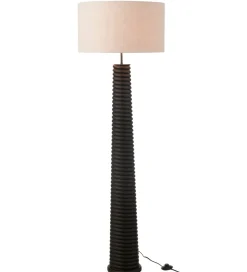 J-Line Lampa podłogowa SHARY 160 cm drewno ailanthus czarna