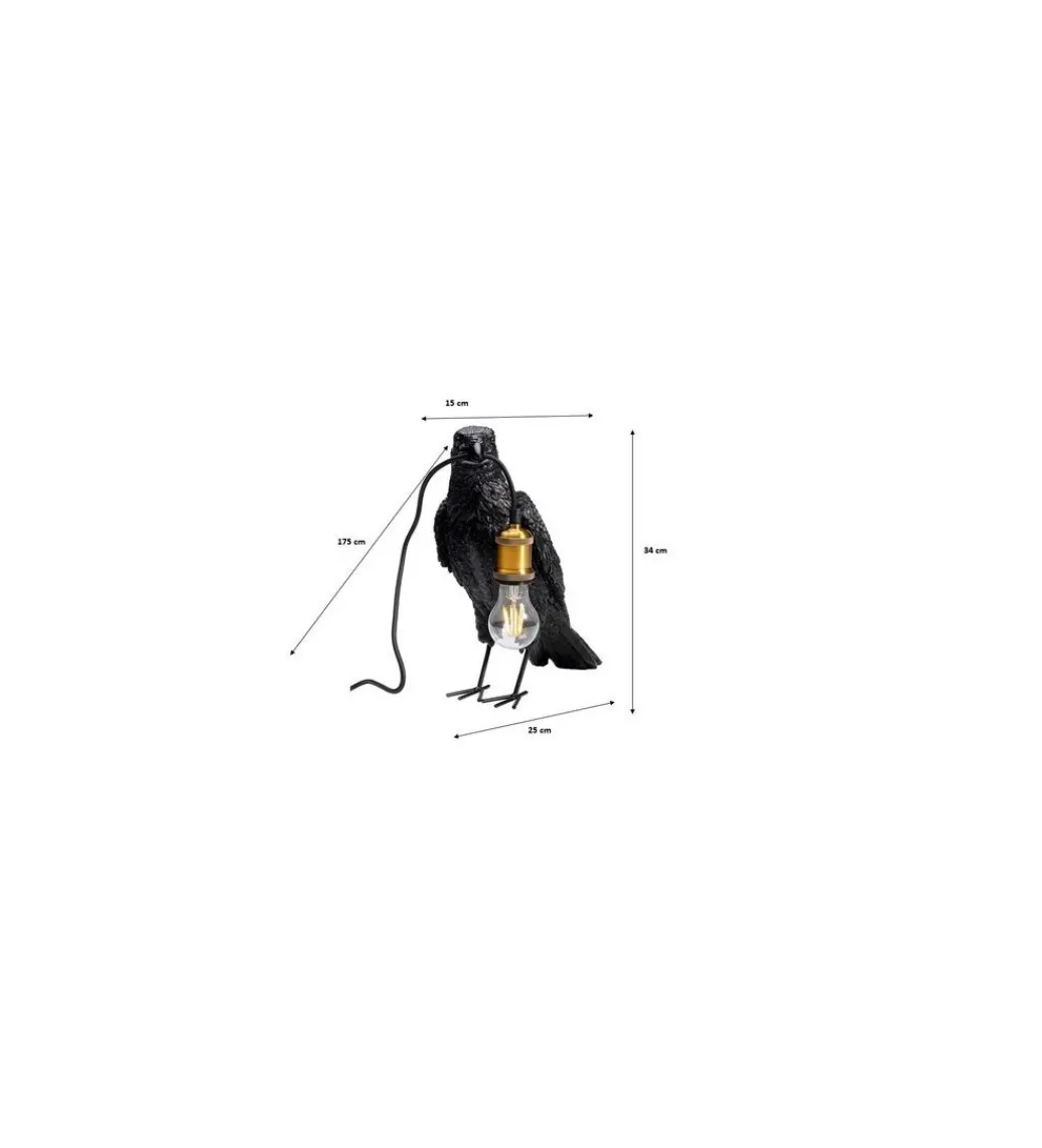 KDesign Lampa stołowa Animal Crow 34 cm czarna