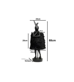 KDesign Lampa stołowa ANIMAL RABBIT FUR 68 cm czarna