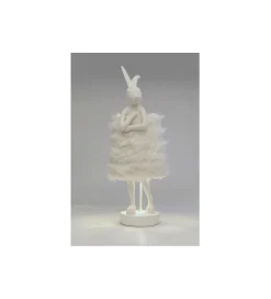 KDesign Lampa stołowa ANIMAL RABBIT FUR 68 cm srebrno biała