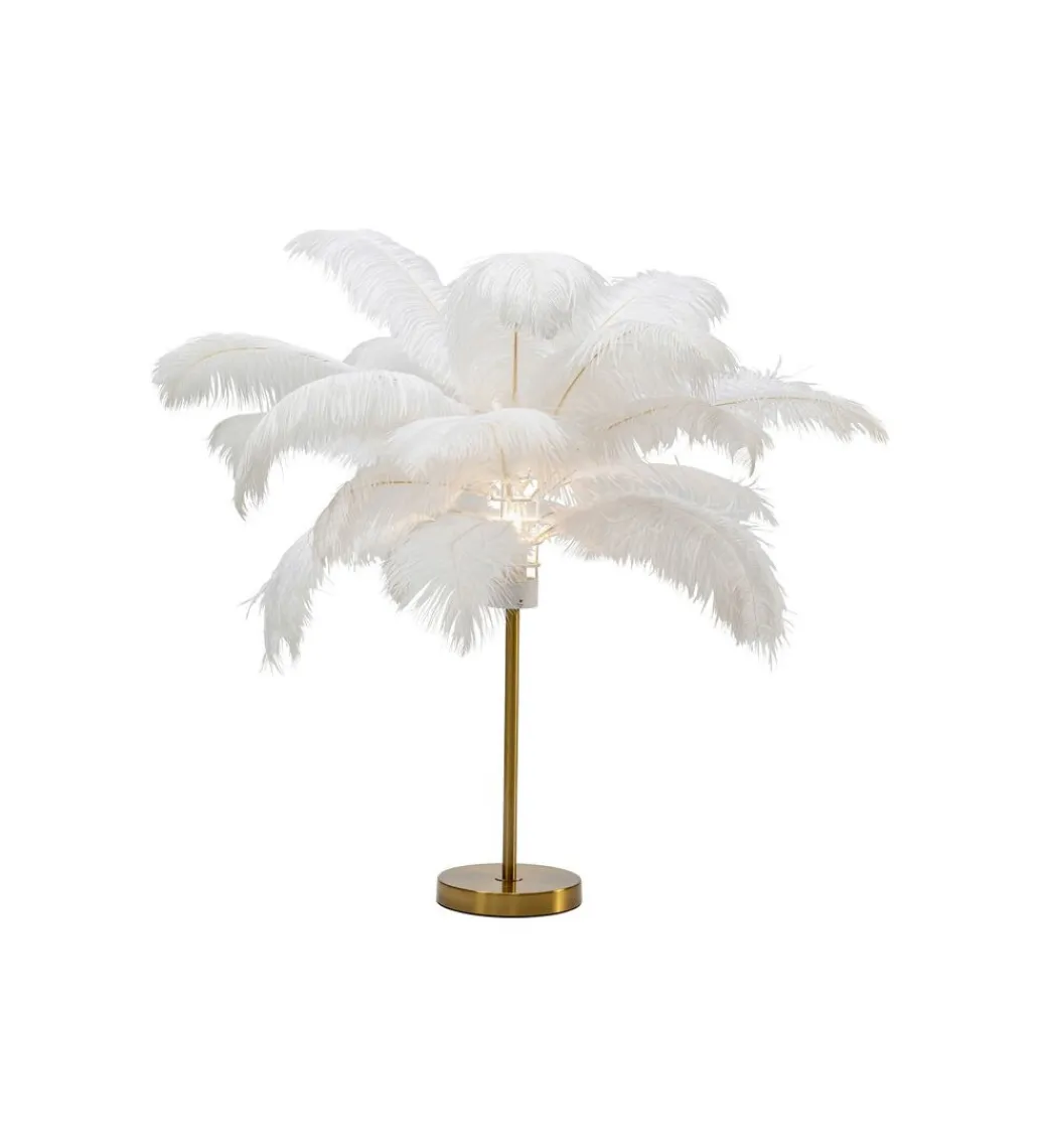KDesign Lampa stołowa FEATHER PALM 60 cm pióra biała