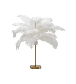 KDesign Lampa stołowa FEATHER PALM 60 cm pióra biała