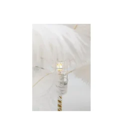 KDesign Lampa stołowa FEATHER PALM 60 cm pióra biała