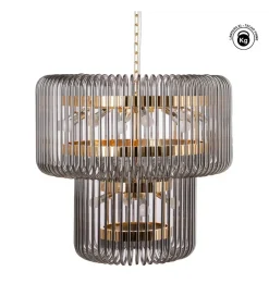 DENZO Lampa wisząca CELINK 80 cm złoto szara