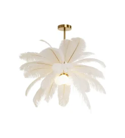 KDesign Lampa wisząca FEATHER PALM 87 cm biała