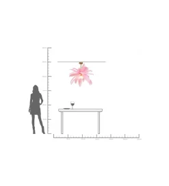 KDesign Lampa wisząca Feather Palm 87 cm różowa